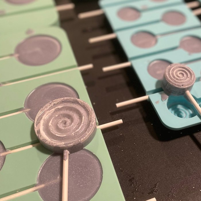 Swirled pieces fresh out of silicone molds
